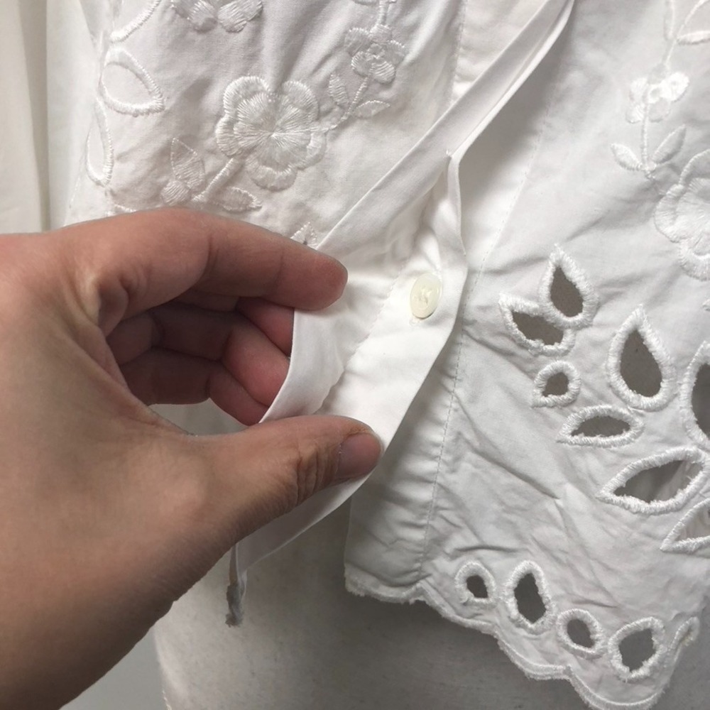 Isabel Marant Derron Top Blouse Womens 38 Large White Cropped Eyelet Button Up - Picture 4 of 9